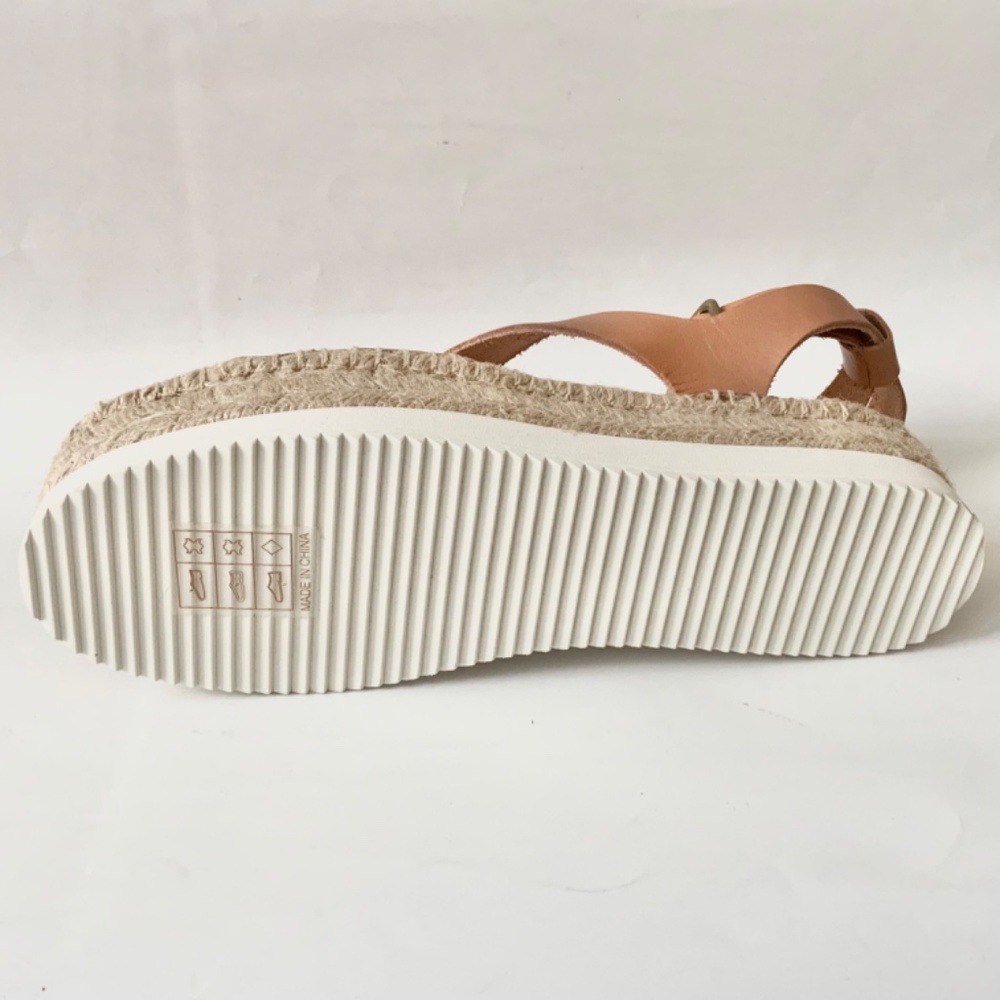 Soludos Olympia Brown Tan Leather Platform Espadrille Sandals Anthropologie 9 - Picture 11 of 12